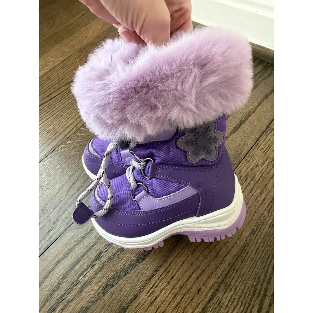 DREAM PAIRS Girls Toddler Snow Boots Slip Resistant Faux Fur Purple Sz 5 NEW